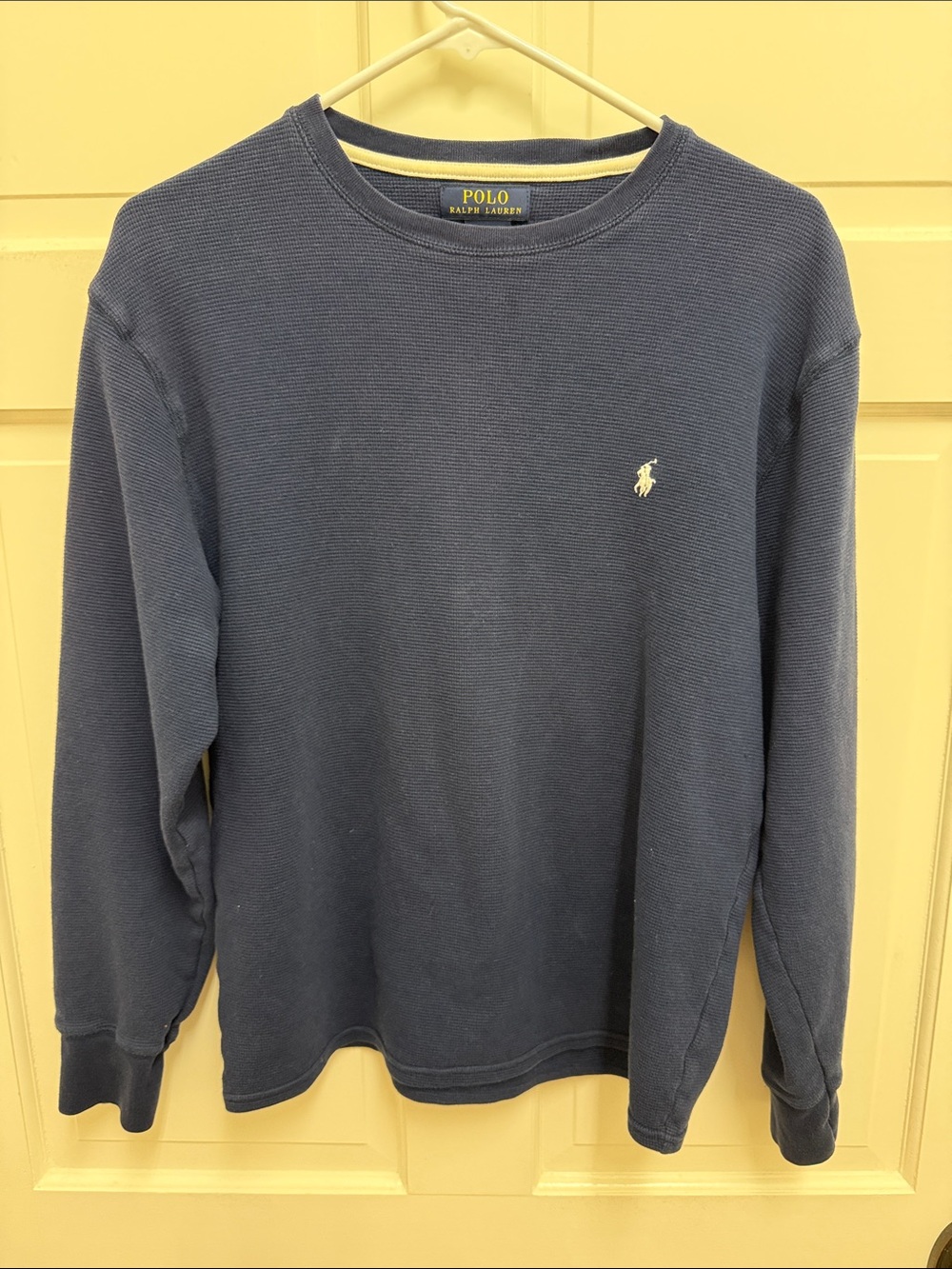 Polo by Ralph Lauren Navy Crewneck Waffle Knit Long Sleeve